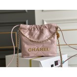 Chanel 23S Chanel 22 Mini Pink Gold Hardware Calfskin Leather Hass Factory leather 19x20x6cm