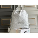 Chanel 22S Chanel 22 Small Double Shoulder Bag White Gold Hardware Calfskin Leather Hass Factory leather 51x40x9cm