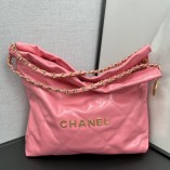 Chanel 22S Chanel 22 Bag Small Size 35 Peach Pink Gold Hardware Calfskin Leather Hass Factory leather 29x35x11cm