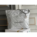 Chanel 23P Chanel 22 Bag Silver Hardware Small Size 37 Silver Hardware Calfskin Leather Hass Factory leather 35x37x7cm