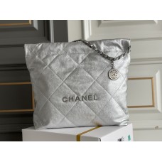 Chanel 23P Chanel 22 Bag Silver Hardware Small Size 37 Silver Hardware Calfskin Leather Hass Factory leather 35x37x7cm