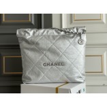 Chanel 23P Chanel 22 Bag Silver Hardware Medium Size 42 Silver Hardware Calfskin Leather Hass Factory leather 38x42x8cm