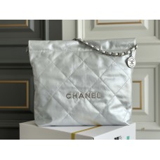 Chanel 22B Chanel 22 Bag Silver Hardware Small Size 37 Silver Hardware Calfskin Leather Hass Factory leather 35x37x7cm