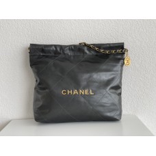Chanel 22S Chanel 22 Bag Gray Small Size 37 Gold Hardware Calfskin Leather Hass Factory leather 35x37x7cm