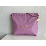 Chanel 22S Chanel 22 Bag Light Purple Small Size 37 Gold Hardware Calfskin Leather Hass Factory leather 35x37x7cm