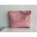 Chanel 22S Chanel 22 Bag Light Pink Small Size 37 Gold Hardware Calfskin Leather Hass Factory leather 35x37x7cm