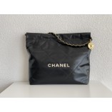 Chanel 22S Chanel 22 Bag Black White Letters Small Size 37 Gold Hardware Calfskin Leather Hass Factory leather 35x37x7cm