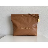 Chanel 22S Chanel 22 Bag Caramel Small Size 37 Gold Hardware Calfskin Leather Hass Factory leather 35x37x7cm