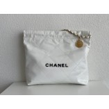 Chanel 22S Chanel 22 Bag White Black Letters Small Size 37 Gold Hardware Calfskin Leather Hass Factory leather 35x37x7cm
