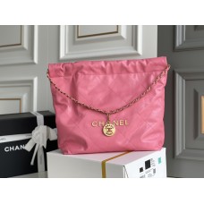 Chanel 22S Chanel 22 Bag Pink Small Size 37 Gold Hardware Calfskin Leather Hass Factory leather 35x37x7cm