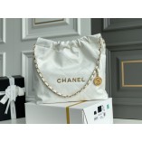 Chanel 22S Chanel 22 Bag White Small Size 37 Gold Hardware Calfskin Leather Hass Factory leather 35x37x7cm