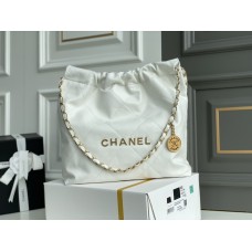 Chanel 22S Chanel 22 Bag White Small Size 37 Gold Hardware Calfskin Leather Hass Factory leather 35x37x7cm