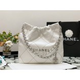 Chanel 22S Chanel 22 Bag White Small Size 30 Silver Hardware Calfskin Leather Hass Factory leather 30x37x8cm