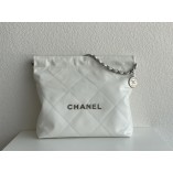 Chanel 22A Chanel 22 Bag White Small Size 37 Silver Hardware Calfskin Leather Hass Factory leather 35x37x7cm