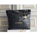 Chanel 23A Chanel 22 Bag Black with Hand Grab Wrinkles Medium Size 42 Gold Hardware Calfskin Leather Hass Factory leather 38x42x8cm