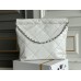 Chanel 22K 22 Bag in white with black lines, small size 37, gold-tone hardware, calfskin leather, Hass Factory leather, 35x37x7cm