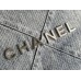 Chanel 23C 22 Bag, medium size, denim fabric, silver-tone hardware, 39x42x8cm