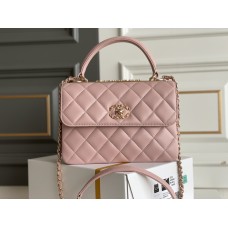 Chanel 23S Trendy CC in medium size 25, light pink, lambskin, light gold-tone hardware, Hass Factory leather, 17x25x12cm