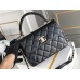 Chanel Classic Trendy CC in medium size 25, black, lambskin, light gold-tone hardware, Hass Factory leather, 17x25x12cm