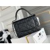 Chanel Classic Trendy CC in medium size 25, black, lambskin, silver-tone hardware, Hass Factory leather, 17x25x12cm