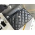 Chanel Classic Trendy CC in medium size 25, black, lambskin, silver-tone hardware, Hass Factory leather, 17x25x12cm