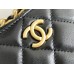 Chanel 23B Hobo Chain Bag, small size 24, black, lambskin, Hass Factory leather, gold-tone hardware, 15x24x2cm