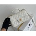 Chanel 21P Classic Flap Bag Mini 20 with Top Handle, Incas Calfskin with Sesame Pattern in White, Gold Hardware, Hass Factory Leather, Dimensions: 20x13x9cm.