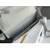 Chanel 19 WOC (Wallet on Chain) in Lambskin Leather, Gray, Silver Hardware, Hass Factory Leather, Dimensions: 20x18x9cm.