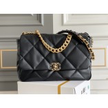 Chanel 2021-2022 Chanel 19 Bag, Large 36, Lambskin Leather, Black, Gold Hardware, Hass Factory Leather, Dimensions: 25x36x11cm.