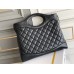Chanel 23A 31 Bag in Black with Champagne Gold Hardware, Pleated Calfskin Leather, 37x39x8cm.