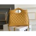 Chanel 23A 31 Bag in Yellow with Champagne Gold Hardware, Pleated Calfskin Leather, 22x23x6cm.