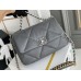 Chanel 19 Bag 22S in Gray with Silver Hardware, Small 26, Lambskin Leather, Hass Factory Leather, 26x16x9cm.