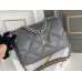 Chanel 19 Bag 22S in Gray with Silver Hardware, Medium 30, Lambskin Leather, Hass Factory Leather, 30x20x10cm.