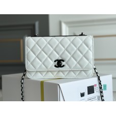 Chanel 22B Trendy CC WOC 19 White So Black Lambskin Hass Factory leather 19cm