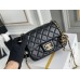 Chanel 22S Classic Flap bag Woven Gold Ball Black Gold Hardware Mini 17 Lambskin Hass Factory leather 13x17x7cm