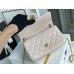 Chanel 22C Classic Flap bag Mini 20 Gold Ball Pink Gold Hardware Lambskin Hass Factory leather 13x20x7cm