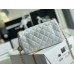 Chanel 22C Classic Flap bag Mini 20 Gold Ball White Gold Hardware Lambskin Hass Factory leather 13x20x7cm