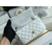 Chanel 22C Classic Flap bag Mini 20 Gold Ball White Gold Hardware Lambskin Hass Factory leather 13x20x7cm