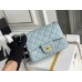 Chanel 22C Classic Flap bag Mini 18 Gold Ball Light Blue Gold Hardware Lambskin Hass Factory leather 13x18x7cm