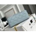 Chanel 22C Classic Flap bag Mini 18 Gold Ball Light Blue Gold Hardware Lambskin Hass Factory leather 13x18x7cm