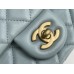 Chanel 22C Classic Flap bag Mini 18 Gold Ball Light Blue Gold Hardware Lambskin Hass Factory leather 13x18x7cm