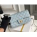 Chanel 22C Classic Flap bag Mini 20 Gold Ball Light Blue Gold Hardware Lambskin Hass Factory leather 13x20x7cm