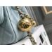 Chanel 22C Classic Flap bag Mini 20 Gold Ball Light Blue Gold Hardware Lambskin Hass Factory leather 13x20x7cm