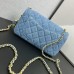 Chanel 22C Classic Flap bag Mini 20 Denim Blue Gold Ball Denim Blue Gold Hardware Lambskin Hass Factory leather 13x20x7cm