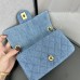 Chanel 22C Classic Flap bag Mini 20 Denim Blue Gold Ball Denim Blue Gold Hardware Lambskin Hass Factory leather 13x20x7cm