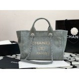 Chanel Beach Bag Light Blue Silver Hardware 38x32x18cm
