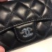 Chanel Classic Wallet Black Silver Hardware Lambskin Hass Factory leather 12x7cm
