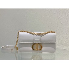Dior 30 Montaigne East-West Small 21.5 White Smooth Calfskin Small Style Model: 9011S Size: 21.5 x 12 x 6 cm