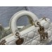 Lady Dior Dioramour Bag, paint leather, Small 22, White with Gold Hardware, Size: 22x6x12cm
