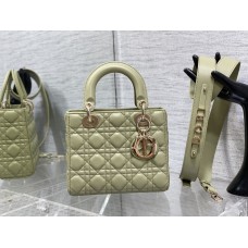Lady Dior Bag, Grey-Green Lambskin, Champagne Gold Hardware, Small   Four Blocks   20, Size: 20cm